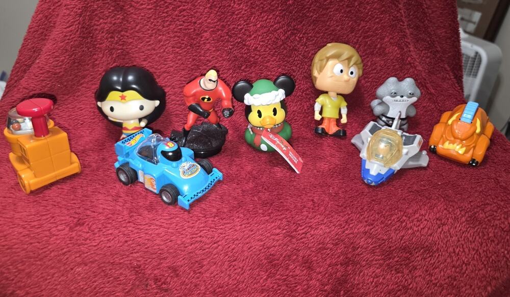 Toy Figure Vehicle Lot Wonder Woman Mr Incredible Mickey Duck Star Wars Style...